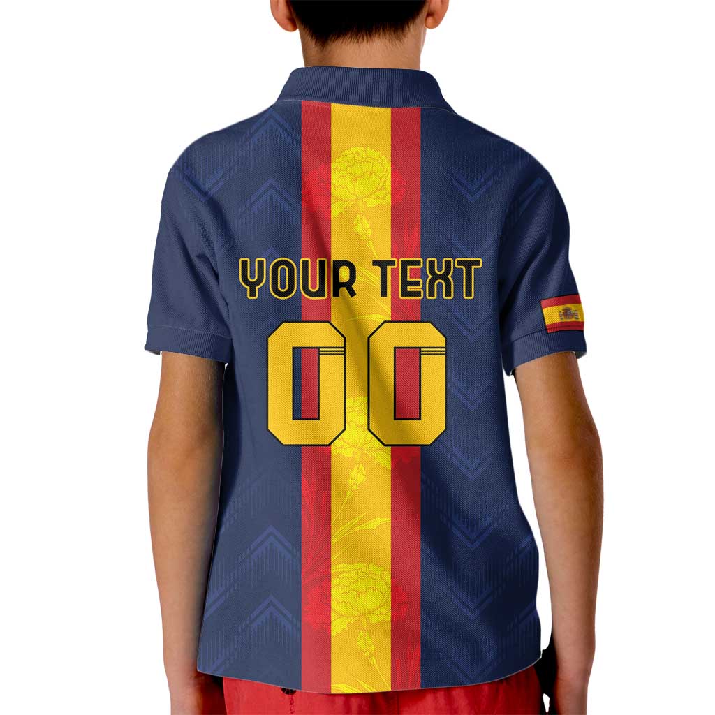 Custom Spain Football Kid Polo Shirt La Roja With Carnation Pattern