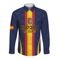 Custom Spain Football Long Sleeve Button Shirt La Roja With Carnation Pattern