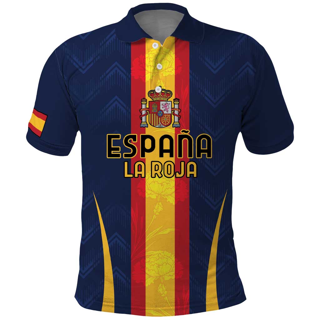 Custom Spain Football Polo Shirt La Roja With Carnation Pattern