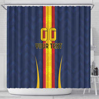 Custom Spain Football Shower Curtain La Roja With Carnation Pattern