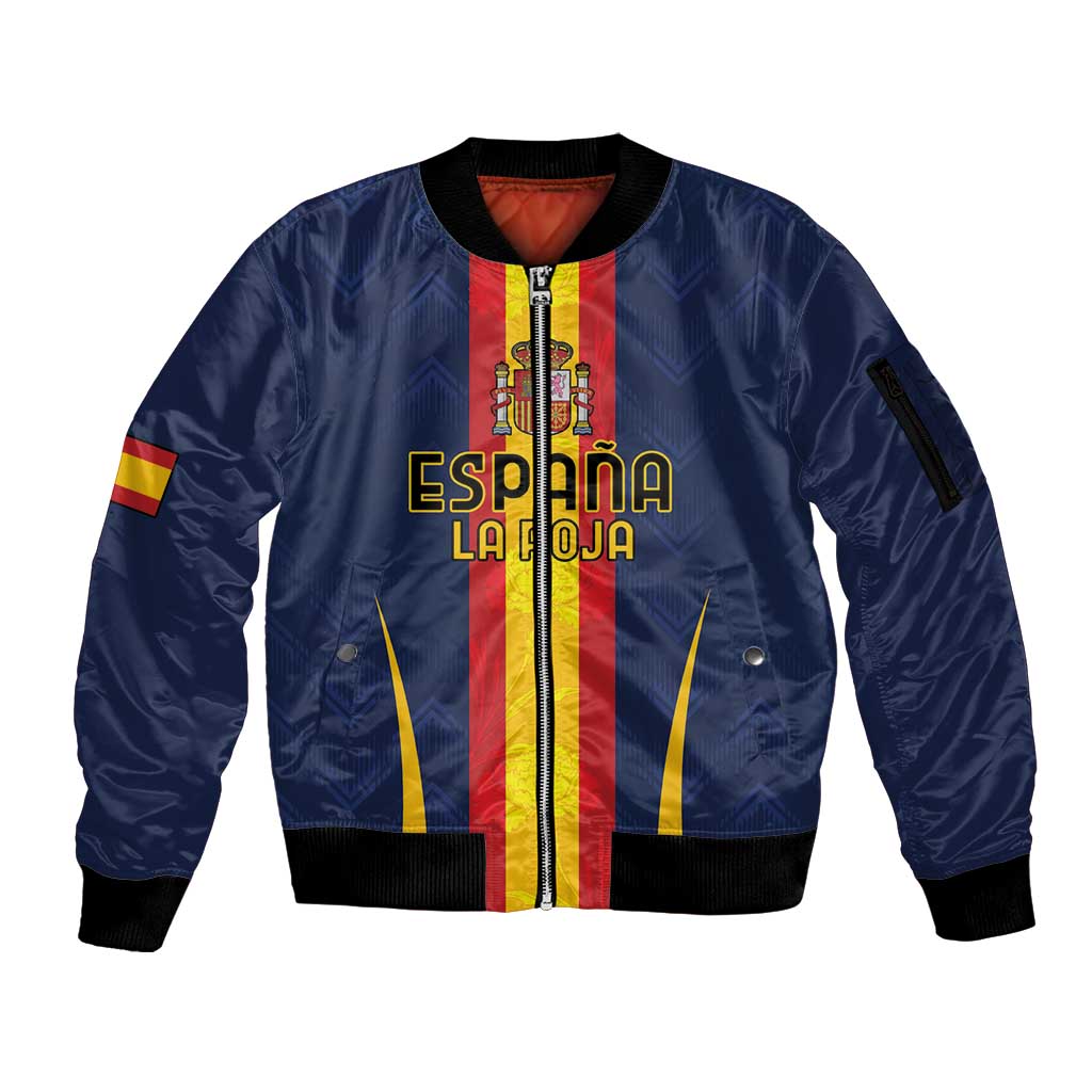 Custom Spain Football Sleeve Zip Bomber Jacket La Roja With Carnation Pattern