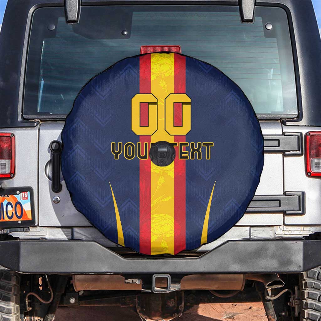 Custom Spain Football Spare Tire Cover La Roja With Carnation Pattern