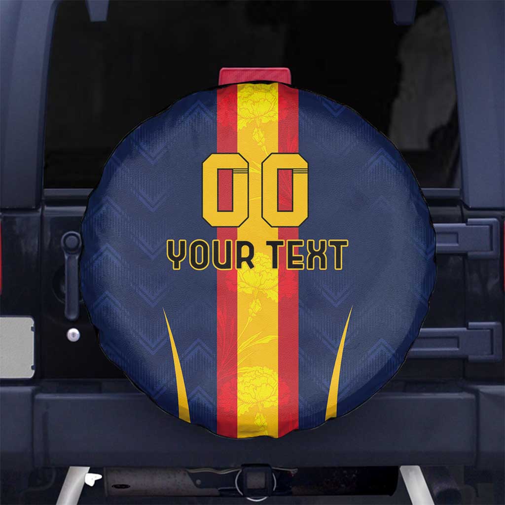 Custom Spain Football Spare Tire Cover La Roja With Carnation Pattern