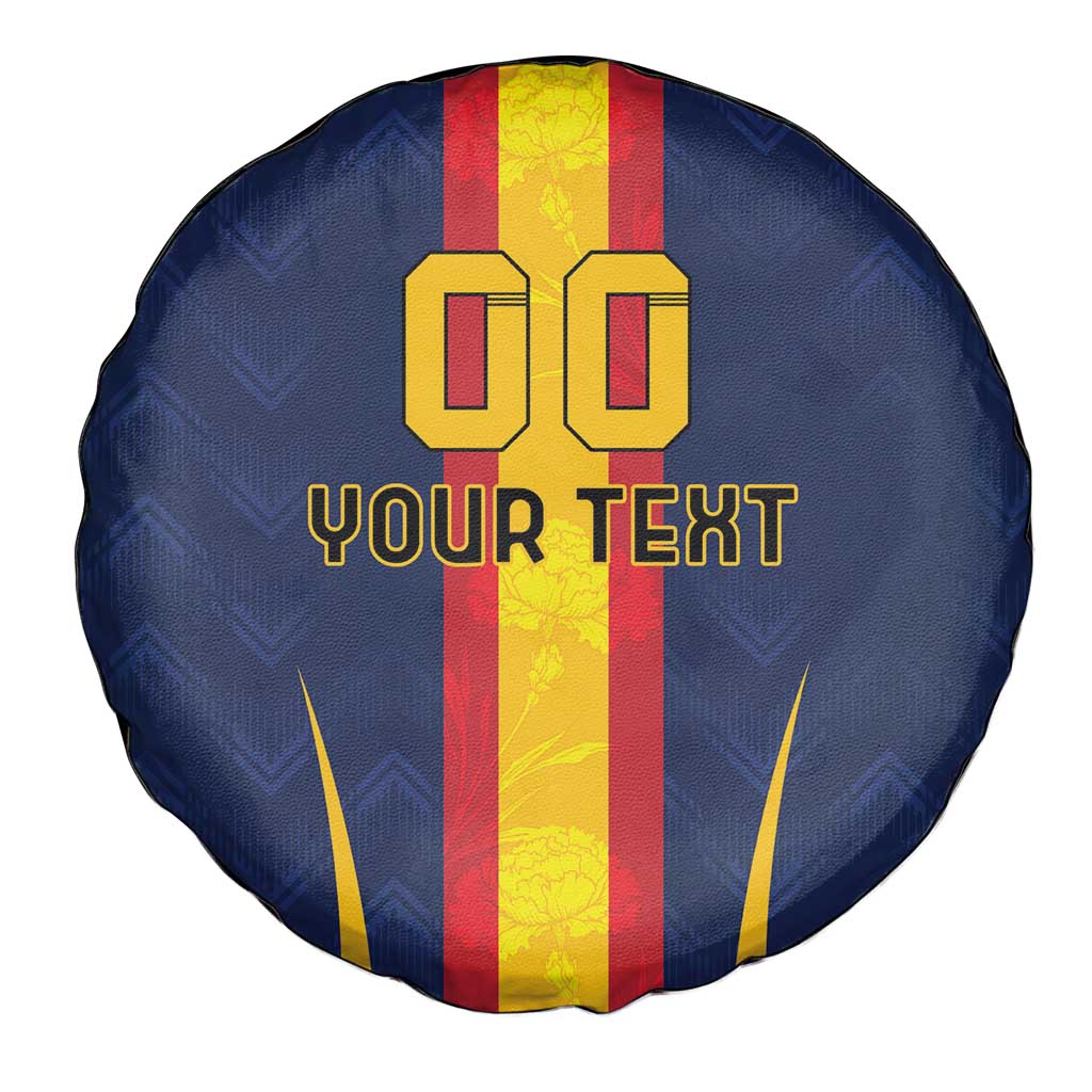 Custom Spain Football Spare Tire Cover La Roja With Carnation Pattern