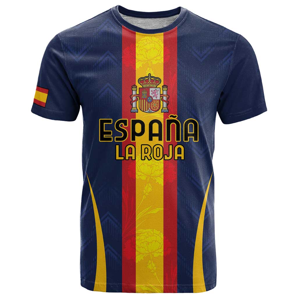 Custom Spain Football T Shirt La Roja With Carnation Pattern