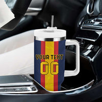 Custom Spain Football Tumbler With Handle La Roja With Carnation Pattern