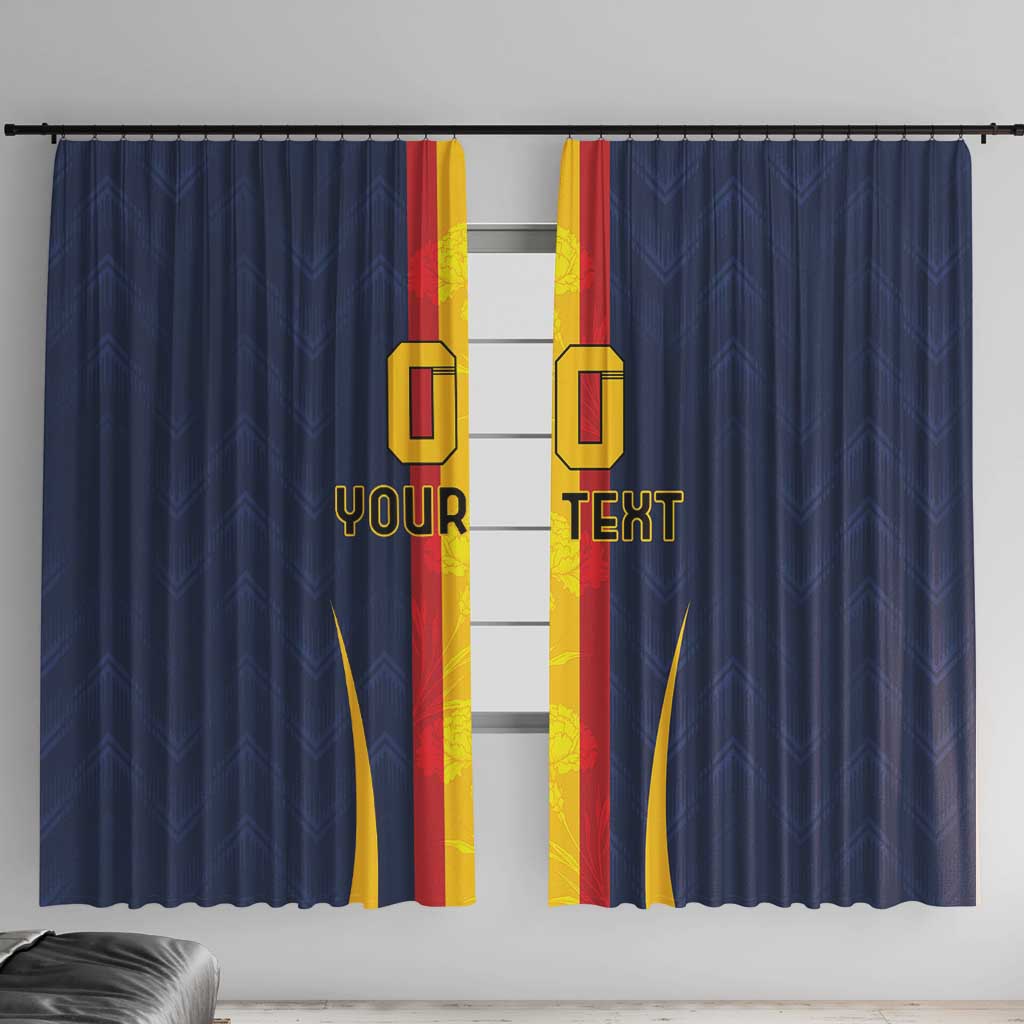 Custom Spain Football Window Curtain La Roja With Carnation Pattern