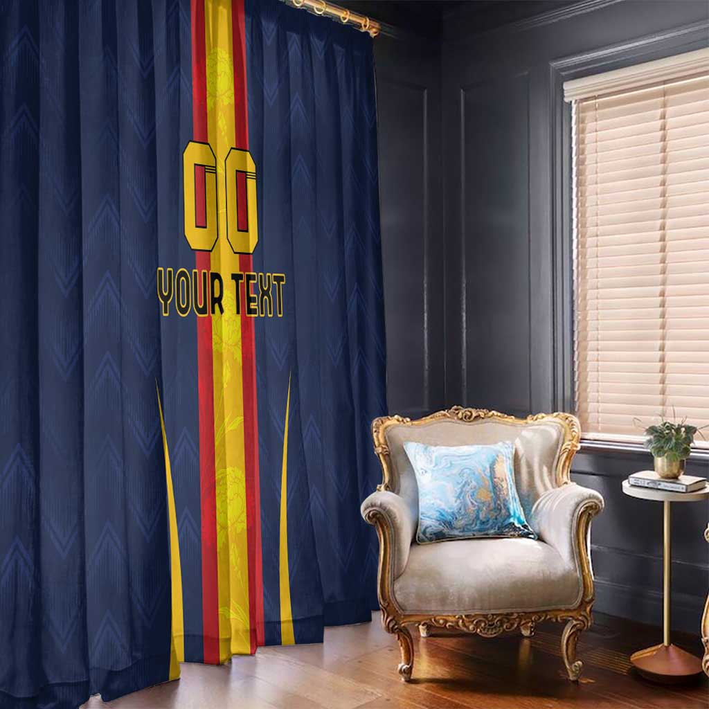 Custom Spain Football Window Curtain La Roja With Carnation Pattern