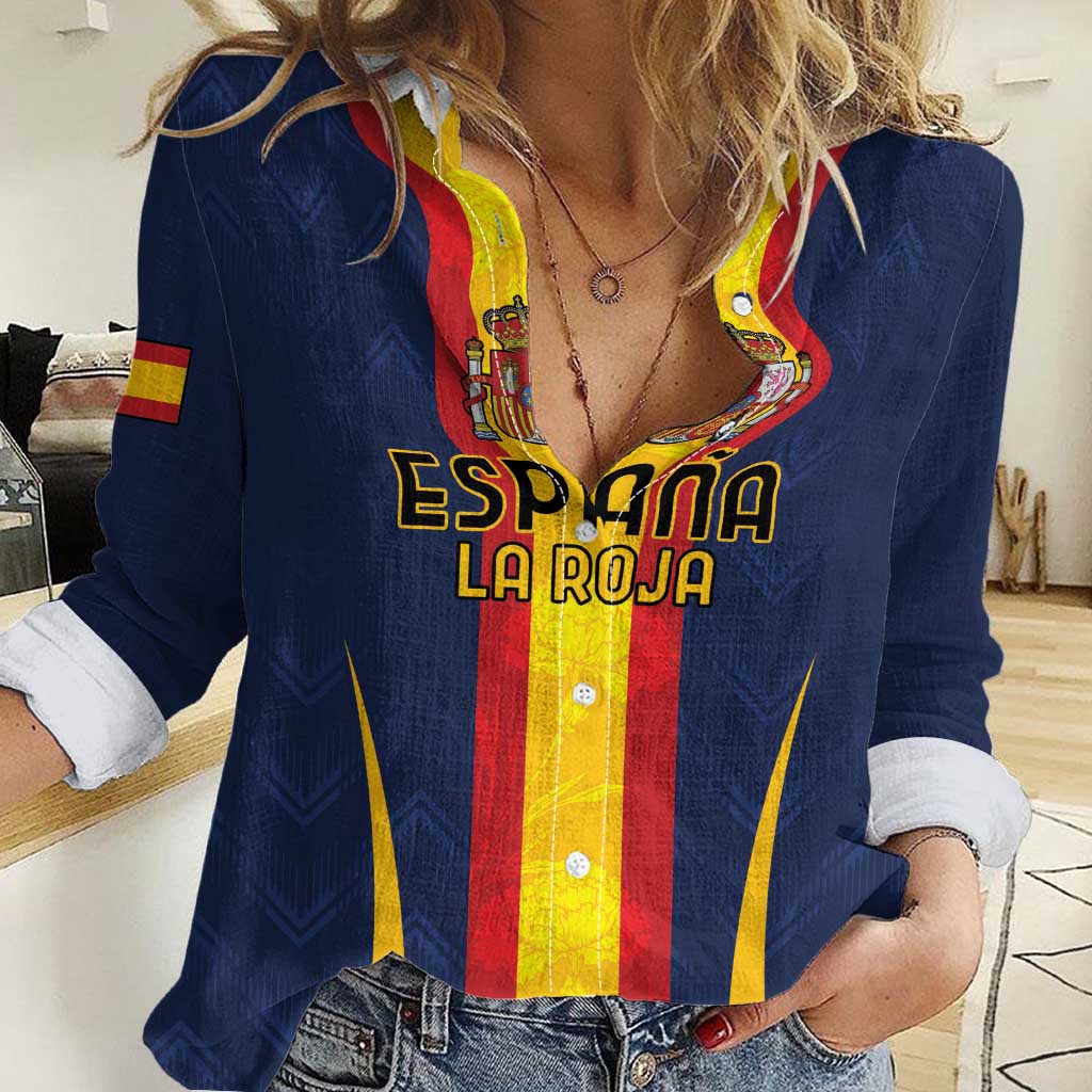 Custom Spain Football Women Casual Shirt La Roja With Carnation Pattern