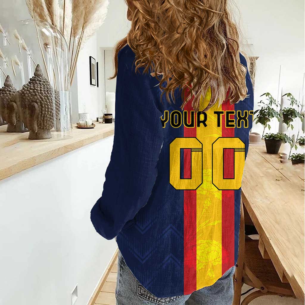 Custom Spain Football Women Casual Shirt La Roja With Carnation Pattern