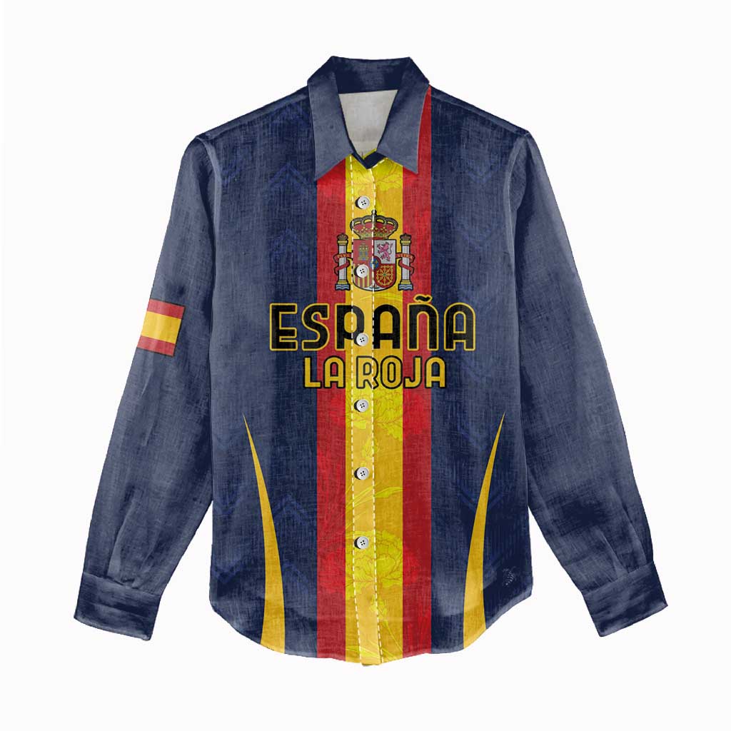 Custom Spain Football Women Casual Shirt La Roja With Carnation Pattern
