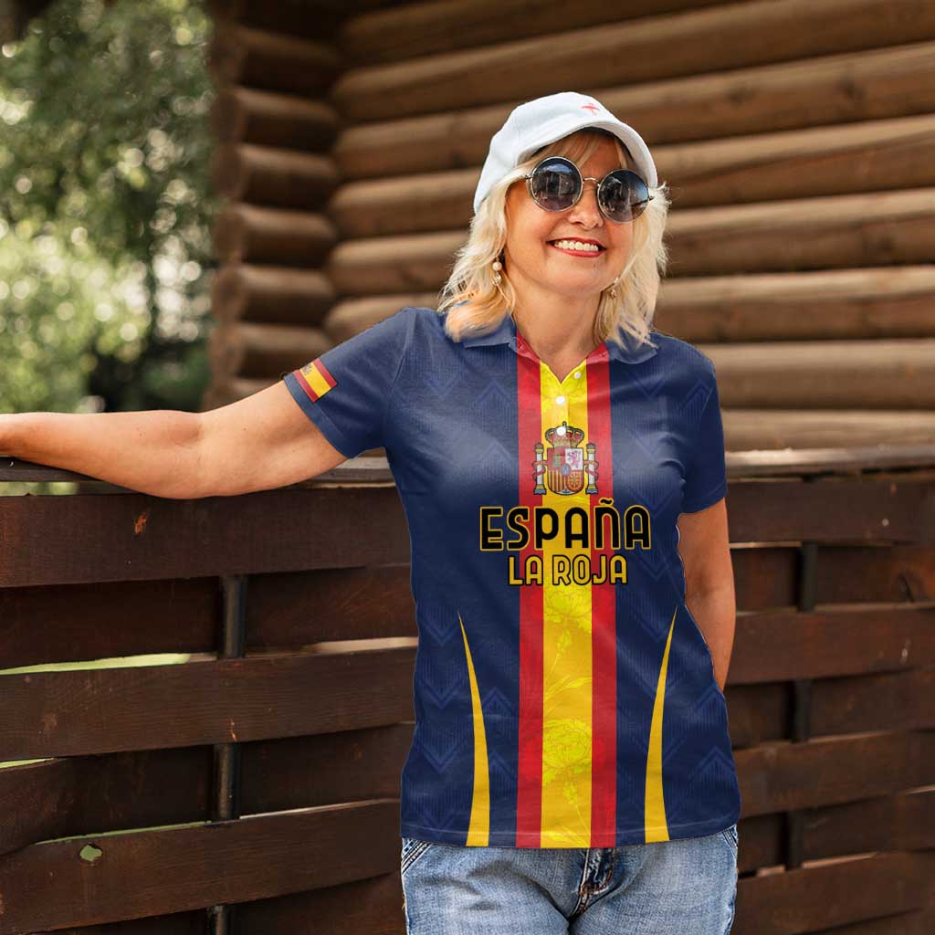Custom Spain Football Women Polo Shirt La Roja With Carnation Pattern
