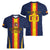Custom Spain Football Women V-Neck T-Shirt La Roja With Carnation Pattern