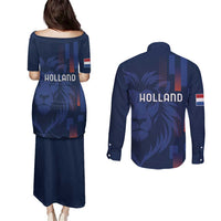 Netherlands Football Couples Matching Puletasi and Long Sleeve Button Shirt Lion Head Simply Het Nederlands Elftal