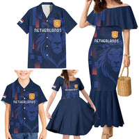 Netherlands Football Family Matching Mermaid Dress and Hawaiian Shirt Lion Head Simply Het Nederlands Elftal