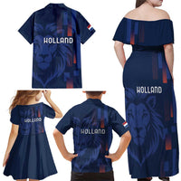 Netherlands Football Family Matching Off Shoulder Maxi Dress and Hawaiian Shirt Lion Head Simply Het Nederlands Elftal