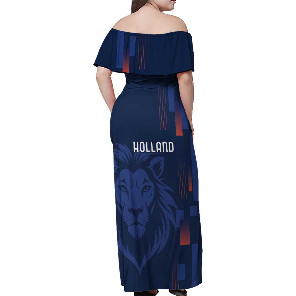 Netherlands Football Family Matching Off Shoulder Maxi Dress and Hawaiian Shirt Lion Head Simply Het Nederlands Elftal