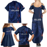 Netherlands Football Family Matching Summer Maxi Dress and Hawaiian Shirt Lion Head Simply Het Nederlands Elftal