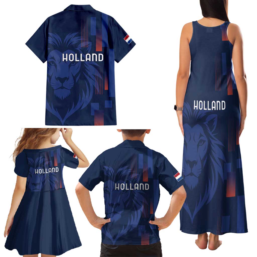 Netherlands Football Family Matching Tank Maxi Dress and Hawaiian Shirt Lion Head Simply Het Nederlands Elftal