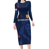 Netherlands Football Long Sleeve Bodycon Dress Lion Head Simply Het Nederlands Elftal