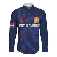 Netherlands Football Long Sleeve Button Shirt Lion Head Simply Het Nederlands Elftal
