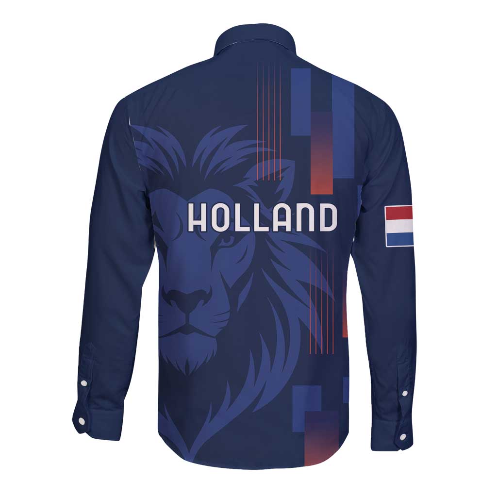 Netherlands Football Long Sleeve Button Shirt Lion Head Simply Het Nederlands Elftal