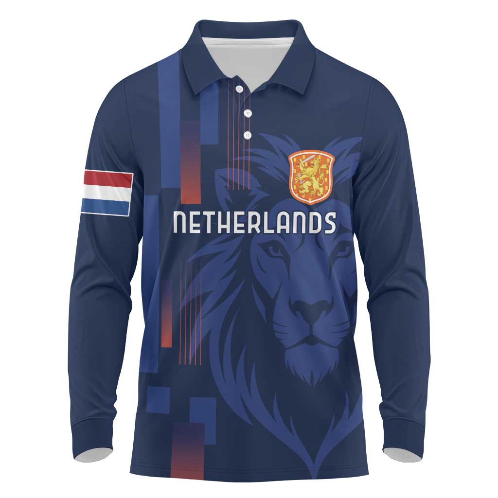 Netherlands Football Long Sleeve Polo Shirt Lion Head Simply Het Nederlands Elftal