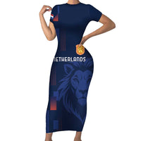 Netherlands Football Short Sleeve Bodycon Dress Lion Head Simply Het Nederlands Elftal