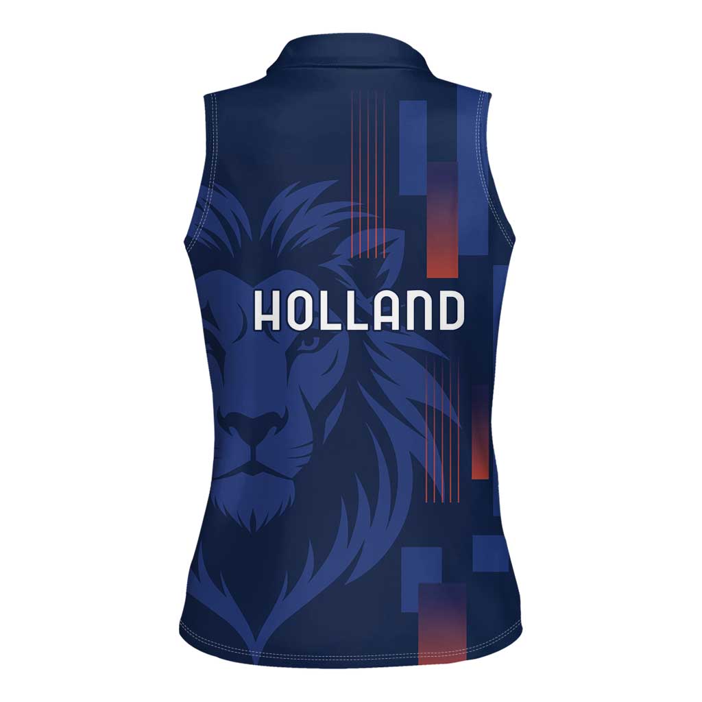 Netherlands Football Women Sleeveless Polo Shirt Lion Head Simply Het Nederlands Elftal