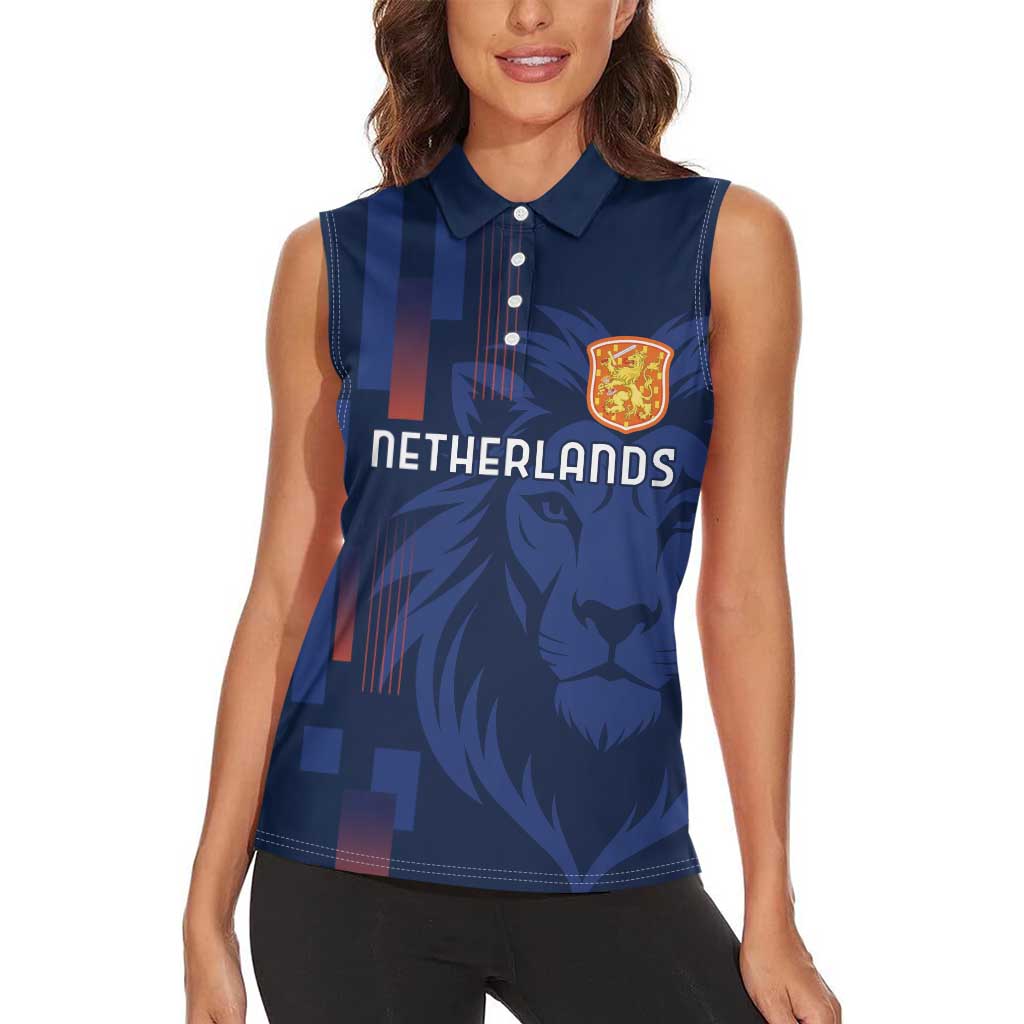 Netherlands Football Women Sleeveless Polo Shirt Lion Head Simply Het Nederlands Elftal