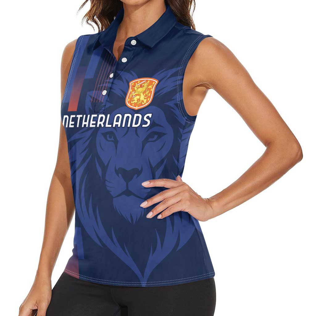 Netherlands Football Women Sleeveless Polo Shirt Lion Head Simply Het Nederlands Elftal