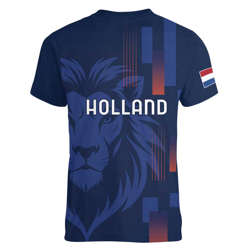 Netherlands Football Women V-Neck T-Shirt Lion Head Simply Het Nederlands Elftal