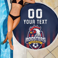 Custom France Football Beach Blanket Les Bleus Gallic Rooster
