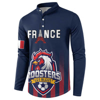 Custom France Football Button Sweatshirt Les Bleus Gallic Rooster