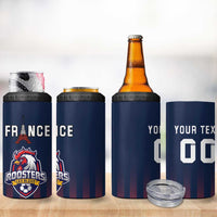Custom France Football 4 in 1 Can Cooler Tumbler Les Bleus Gallic Rooster