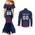 Custom France Football Couples Matching Mermaid Dress and Long Sleeve Button Shirt Les Bleus Gallic Rooster