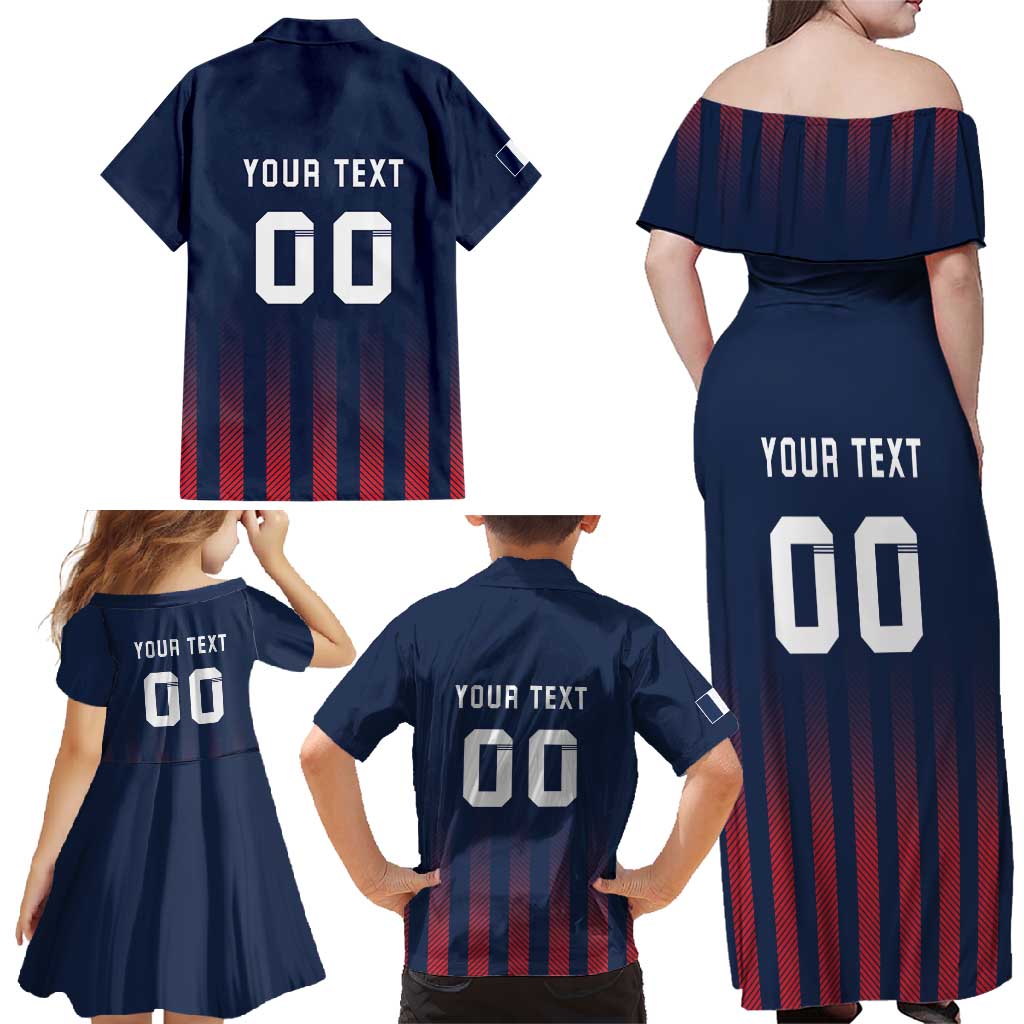 Custom France Football Family Matching Off Shoulder Maxi Dress and Hawaiian Shirt Les Bleus Gallic Rooster