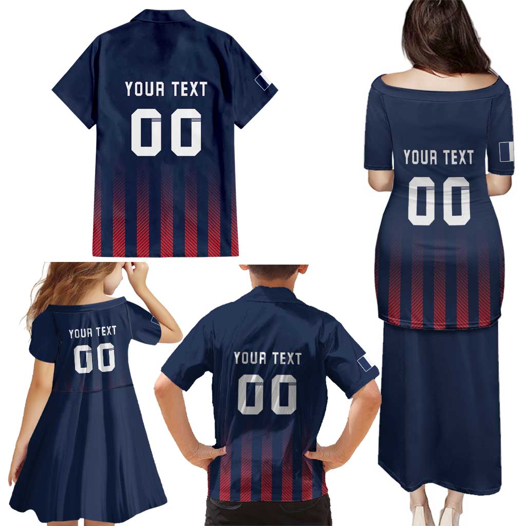 Custom France Football Family Matching Puletasi and Hawaiian Shirt Les Bleus Gallic Rooster