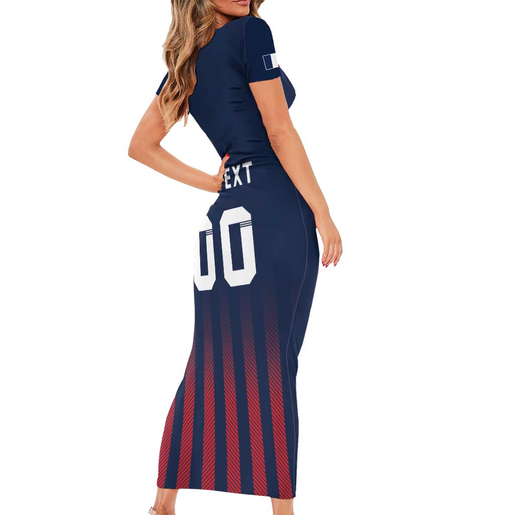 Custom France Football Family Matching Short Sleeve Bodycon Dress and Hawaiian Shirt Les Bleus Gallic Rooster