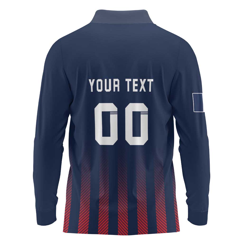 Custom France Football Long Sleeve Polo Shirt Les Bleus Gallic Rooster