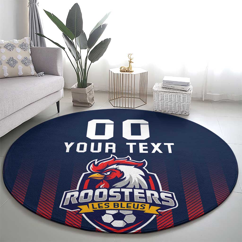 Custom France Football Round Carpet Les Bleus Gallic Rooster