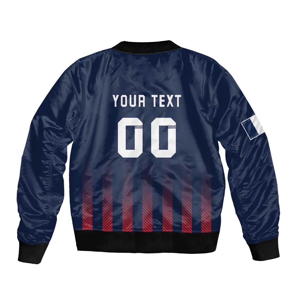 Custom France Football Sleeve Zip Bomber Jacket Les Bleus Gallic Rooster