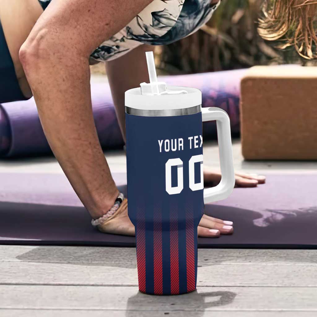 Custom France Football Tumbler With Handle Les Bleus Gallic Rooster