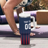 Custom France Football Tumbler With Handle Les Bleus Gallic Rooster