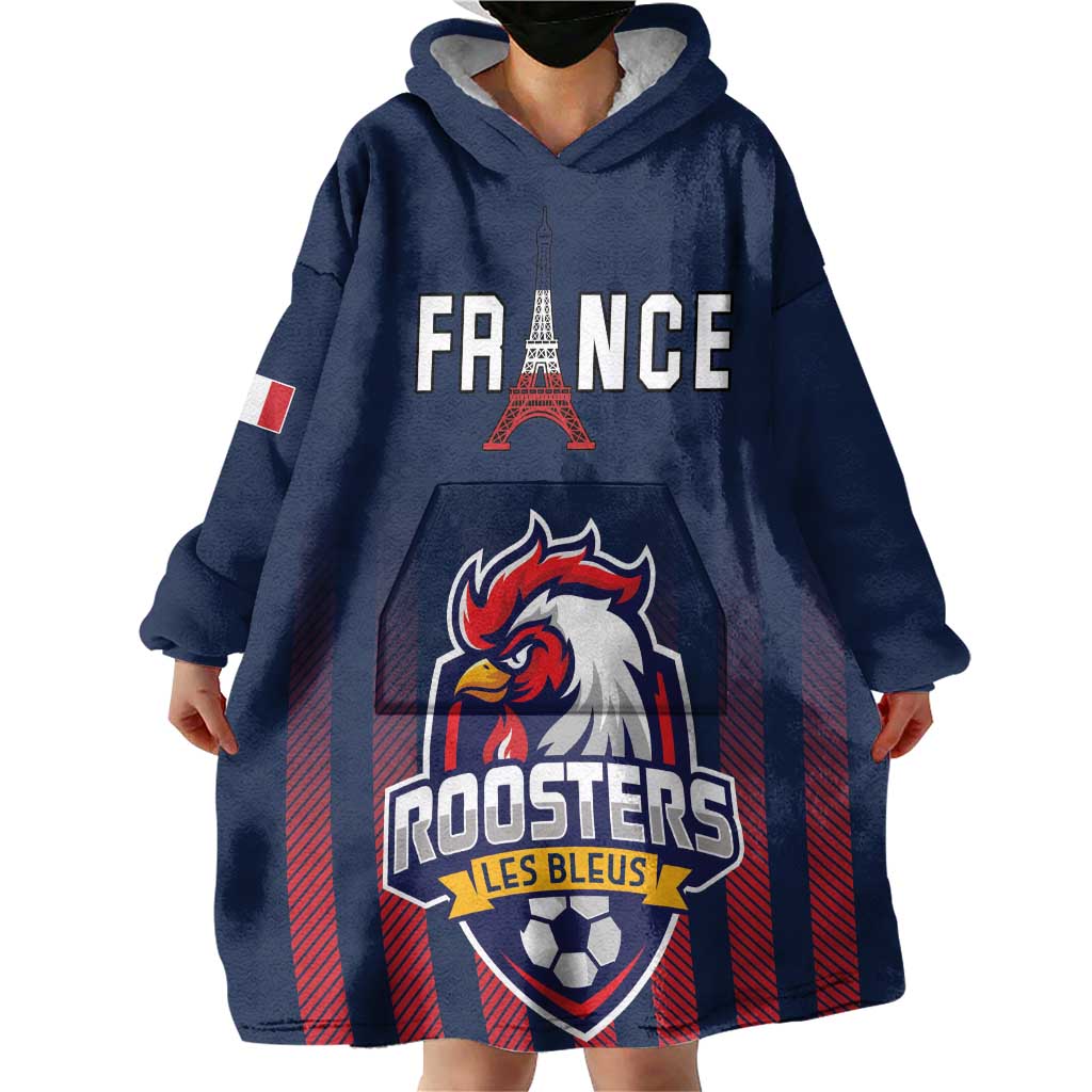 Custom France Football Wearable Blanket Hoodie Les Bleus Gallic Rooster