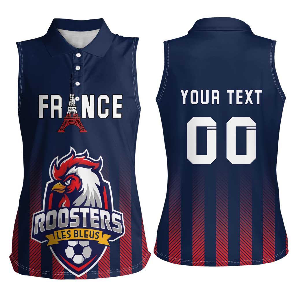 Custom France Football Women Sleeveless Polo Shirt Les Bleus Gallic Rooster