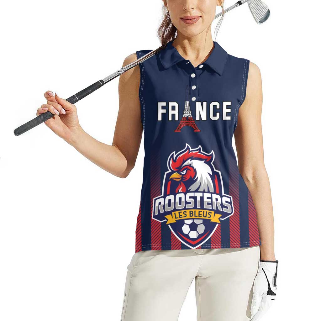 Custom France Football Women Sleeveless Polo Shirt Les Bleus Gallic Rooster