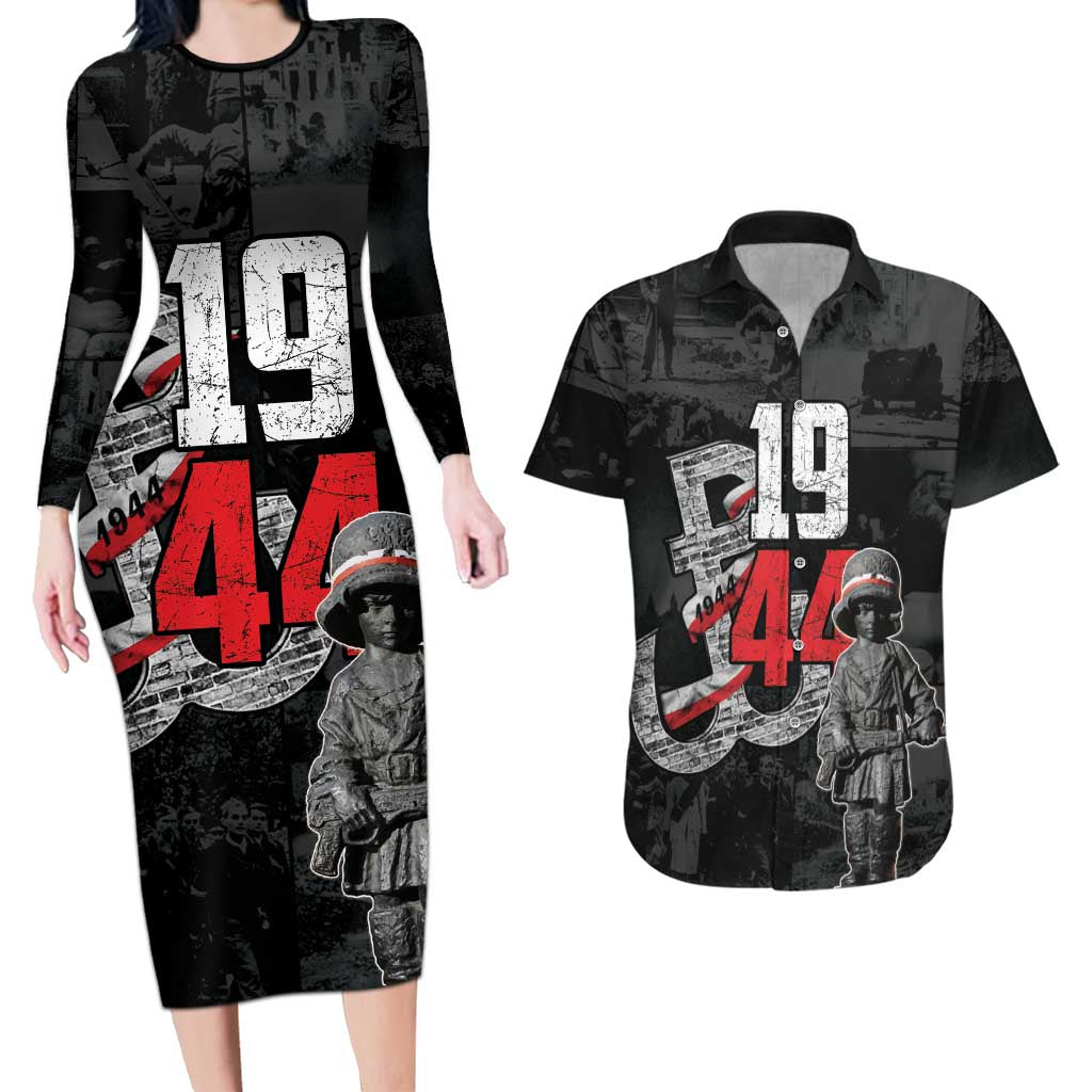 Warsaw Uprising 1944 Couples Matching Long Sleeve Bodycon Dress and Hawaiian Shirt Polska Walczy WWII Insurrectionist