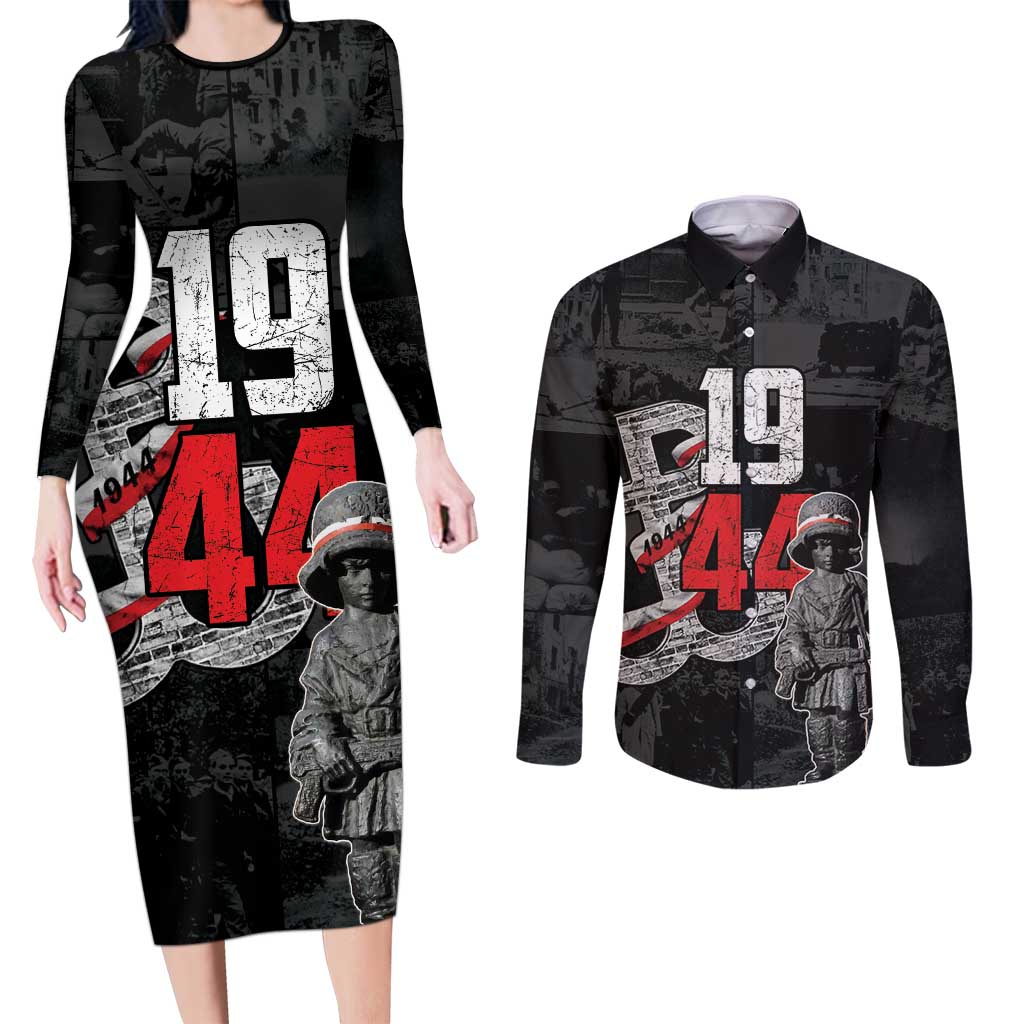 Warsaw Uprising 1944 Couples Matching Long Sleeve Bodycon Dress and Long Sleeve Button Shirt Polska Walczy WWII Insurrectionist