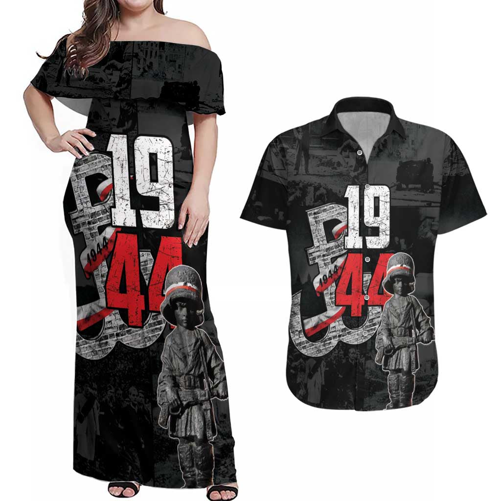Warsaw Uprising 1944 Couples Matching Off Shoulder Maxi Dress and Hawaiian Shirt Polska Walczy WWII Insurrectionist